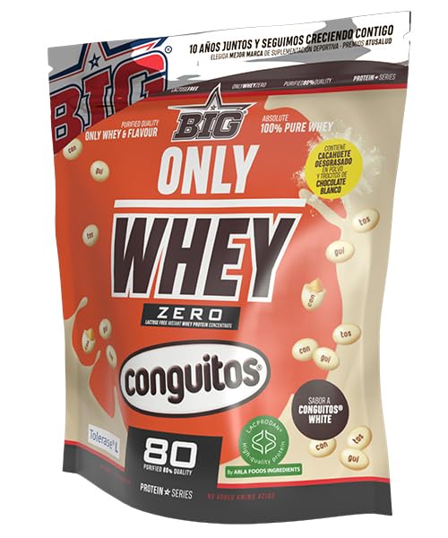 BIG - Whey Proteins - Protein Powder for Muscle Mass Development and Recovery - Premium Raw Material - Whey Protein Without Lactose, No Sugar, No Clumps (2 kg, Conguitos)