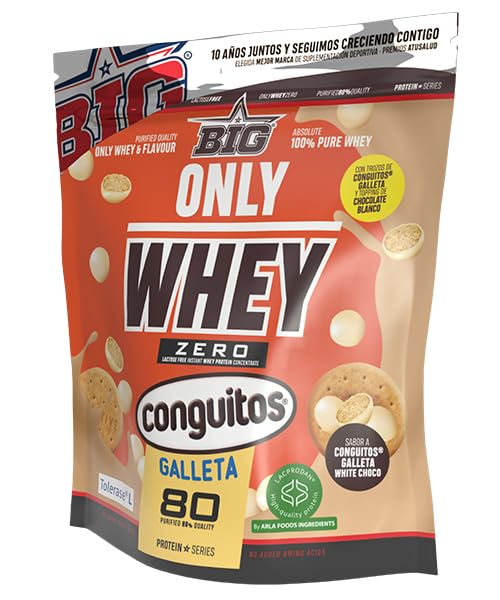 BIG - Whey Proteins - Protein Powder for Muscle Mass Development and Recovery - Premium Raw Material - Whey Protein Without Lactose, No Sugar, No Clumps (2 kg, Conguitos)