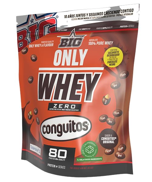 BIG - Whey Proteins - Protein Powder for Muscle Mass Development and Recovery - Premium Raw Material - Whey Protein Without Lactose, No Sugar, No Clumps (2 kg, Conguitos)