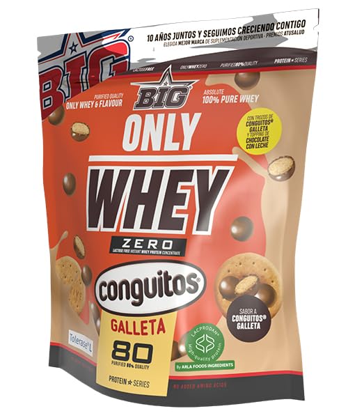 BIG - Whey Proteins - Protein Powder for Muscle Mass Development and Recovery - Premium Raw Material - Whey Protein Without Lactose, No Sugar, No Clumps (2 kg, Conguitos)