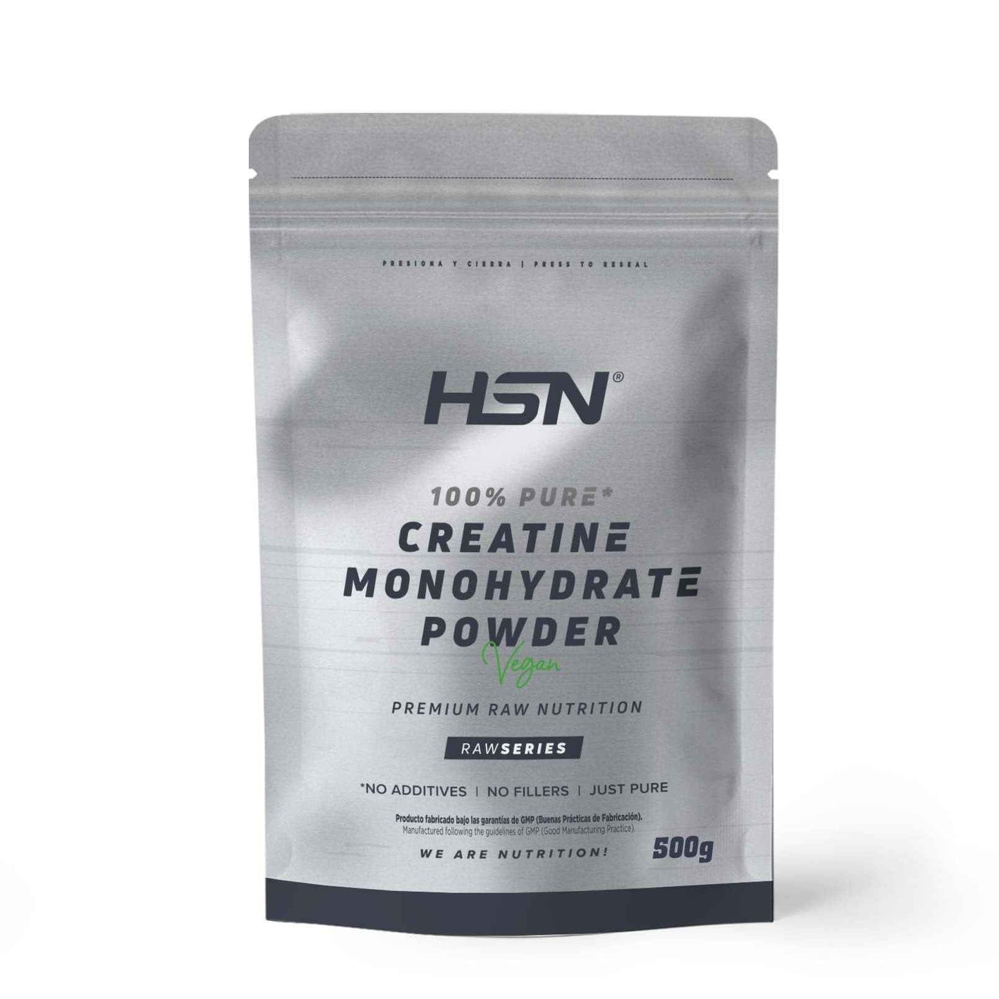 HSN Creatina Monohidrato en Polvo Sin Sabor 500g | 100% Monohidrato de Creatina Micronizada | No Incluye Dosificador | Sin Añadidos y Libre de Contaminantes | No-GMO, Vegano, Sin Gluten