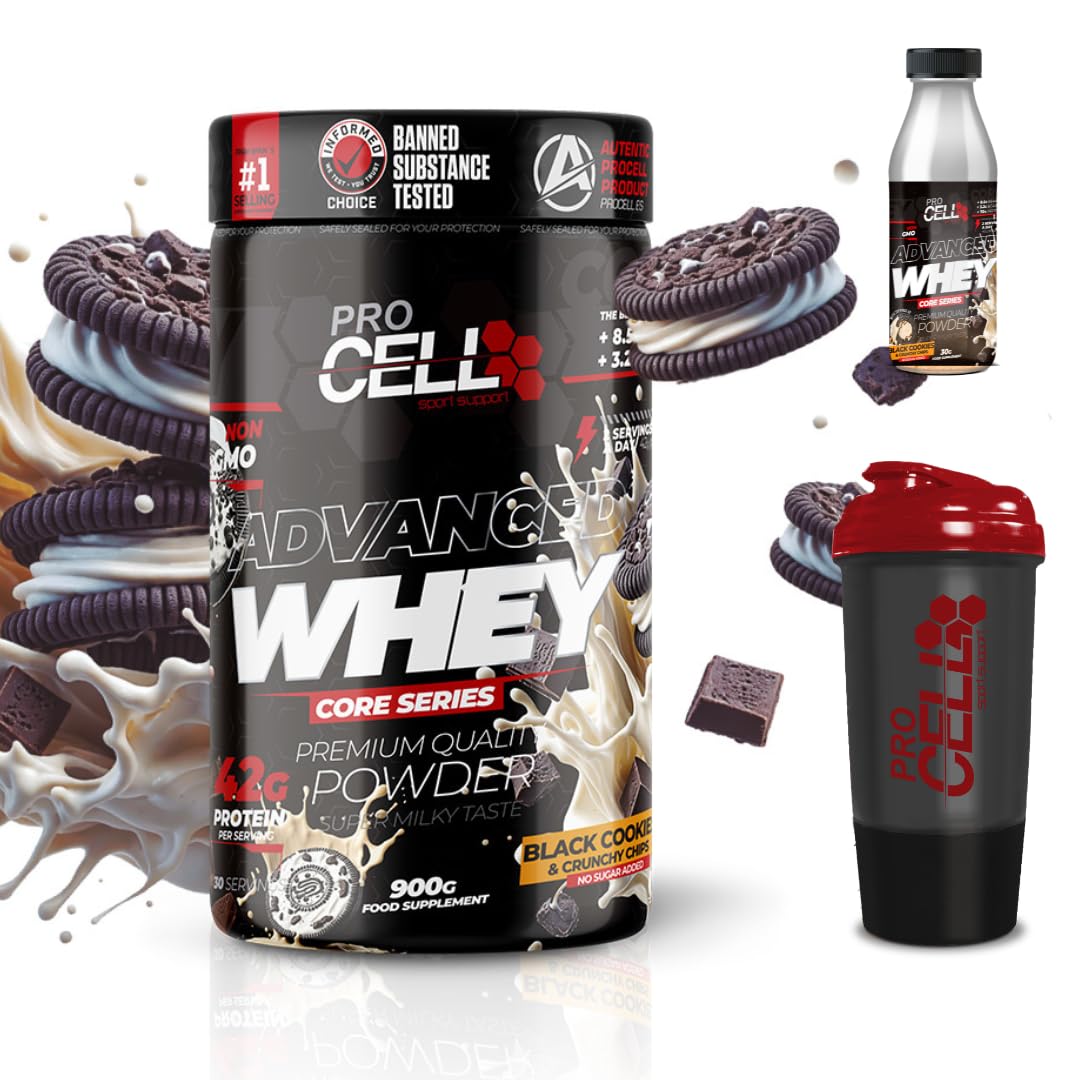PACK Procell Proteinas Whey Advanced 2kG (White Choco & White Choco rings)+ Batido Monodosis + Shaker "REGALO" Proteina Whey concentrada Gana masa muscular proteina en polvo Batidos de Proteina