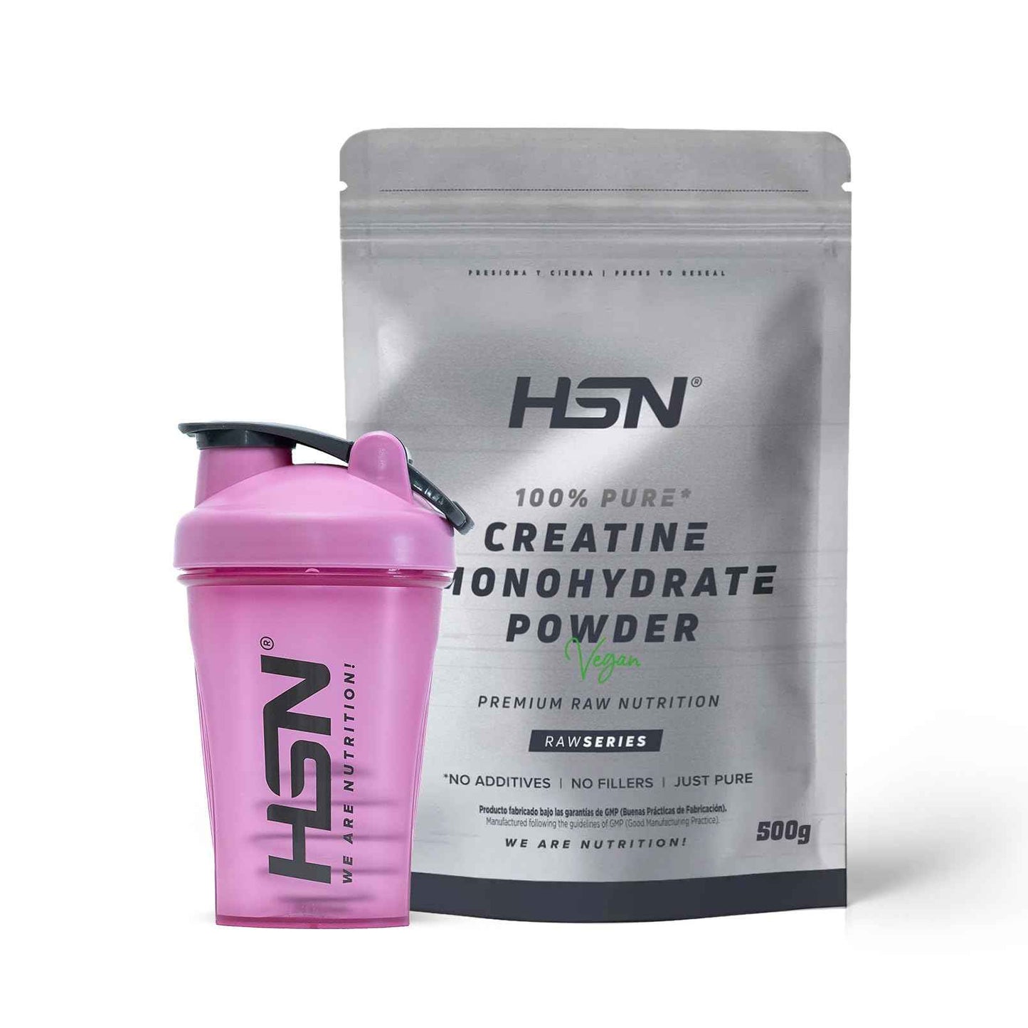 HSN Creatina Monohidrato en Polvo Sin Sabor 500g | 100% Monohidrato de Creatina Micronizada | No Incluye Dosificador | Sin Añadidos y Libre de Contaminantes | No-GMO, Vegano, Sin Gluten