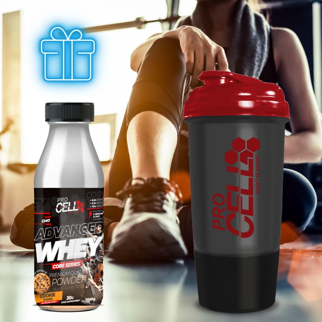 PACK Procell Proteinas Whey Advanced 2kG (White Choco & White Choco rings)+ Batido Monodosis + Shaker "REGALO" Proteina Whey concentrada Gana masa muscular proteina en polvo Batidos de Proteina