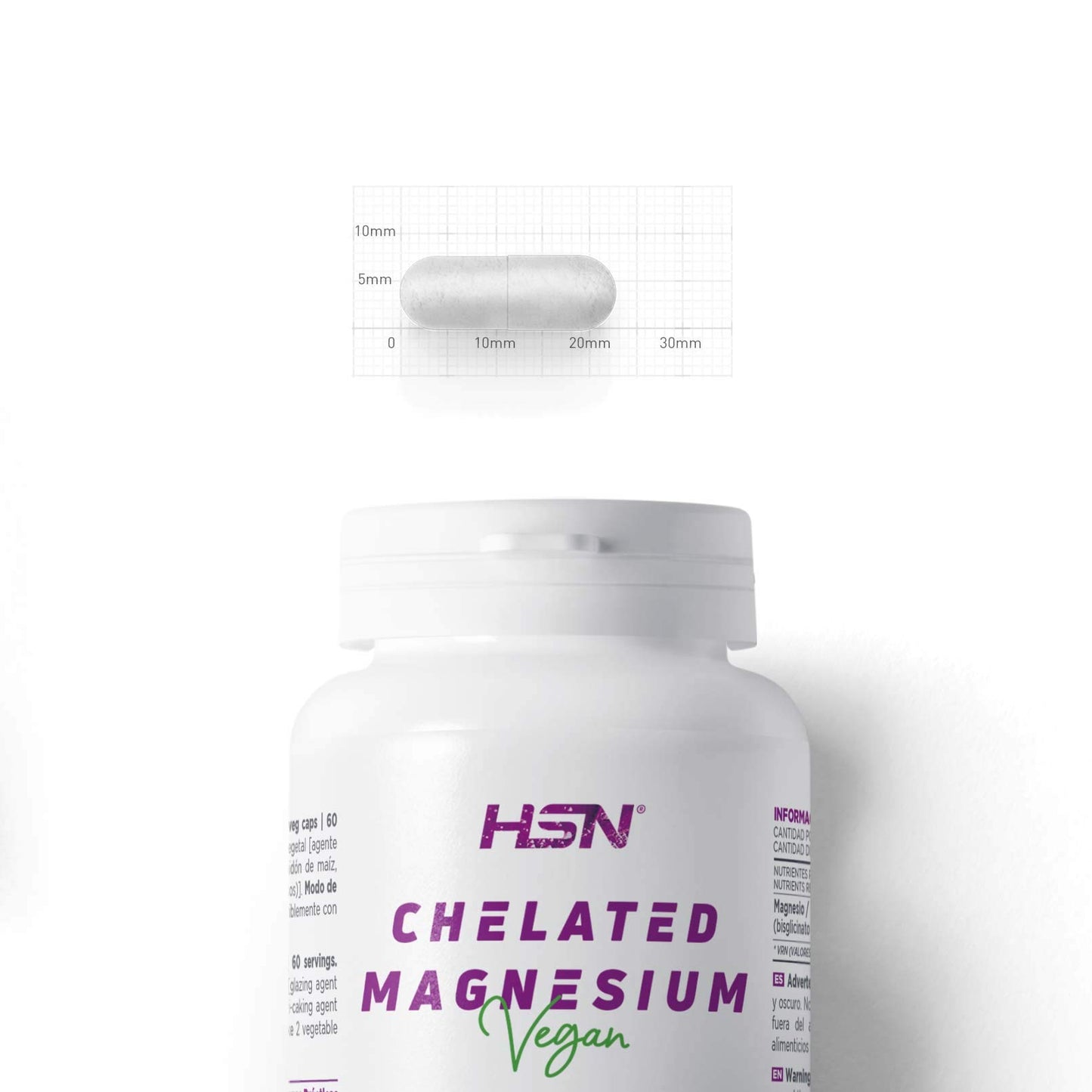 HSN Bisglicinato de Magnesio | 240 Cápsulas Veganas | 350mg Magnesio por Dosis Diaria 100% Glicinato de Alta Biodisponibilidad y Absorción | No-GMO, Vegano, Sin Gluten