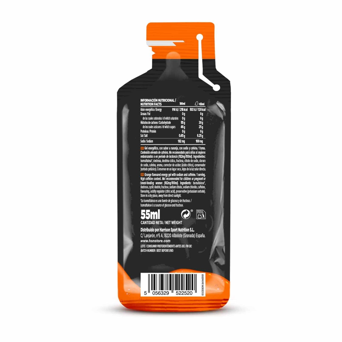 Gel Energético HSN Evonergy Cafeína Fresa - 12 Unidades 30g Carbohidratos