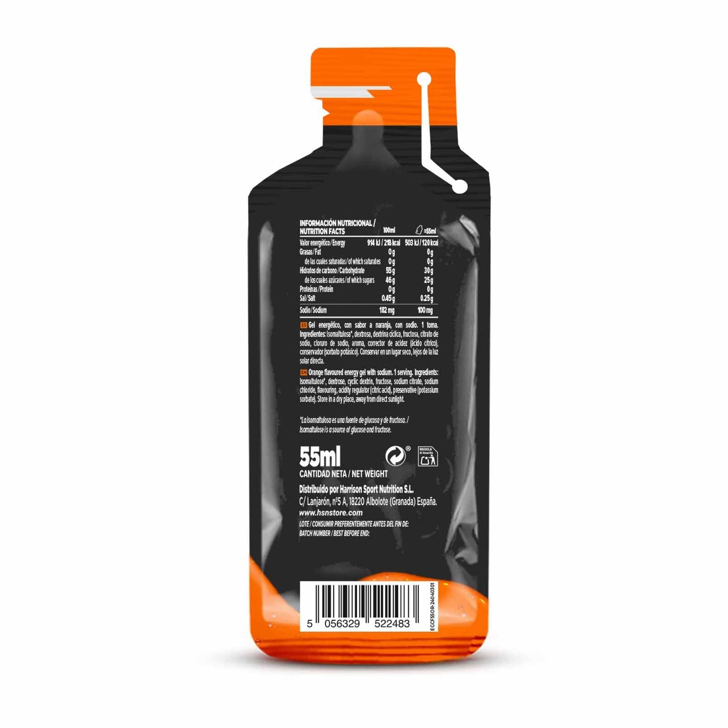 Gel Energético HSN Evonergy Cafeína Fresa - 12 Unidades 30g Carbohidratos