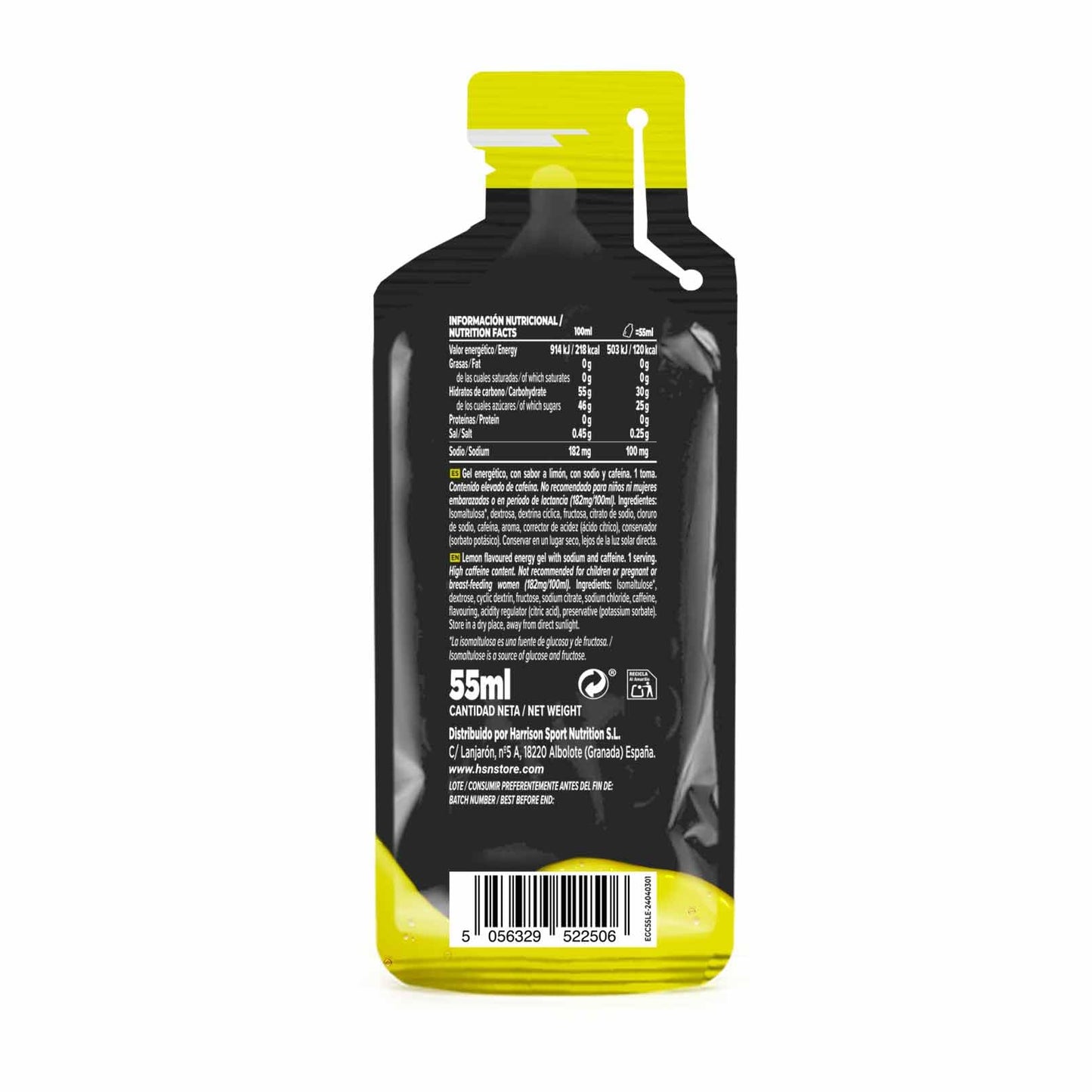 Gel Energético HSN Evonergy Cafeína Fresa - 12 Unidades 30g Carbohidratos