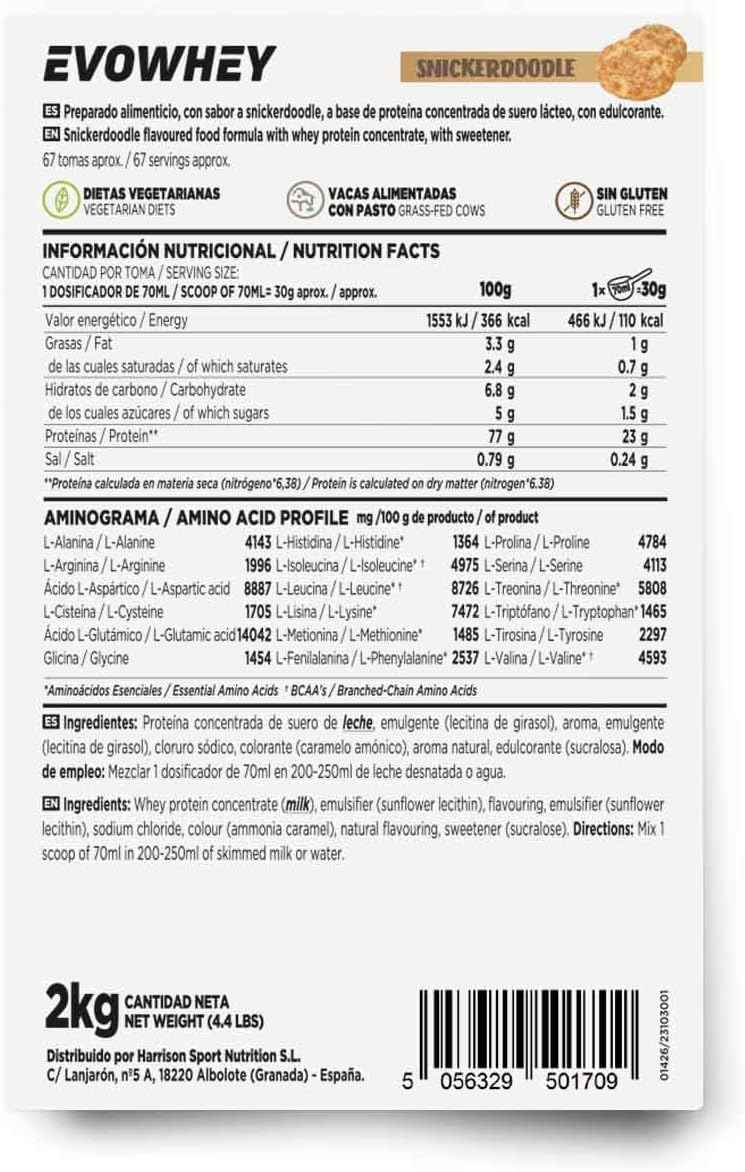 HSN Evowhey Protein | Chocolate Avellanas 2Kg = 67 Tomas por Envase Concentrado de Proteína de Suero | 100% Whey Protein Concentrate (WPC) | No-GMO, Vegetariano, Sin Gluten ni Soja