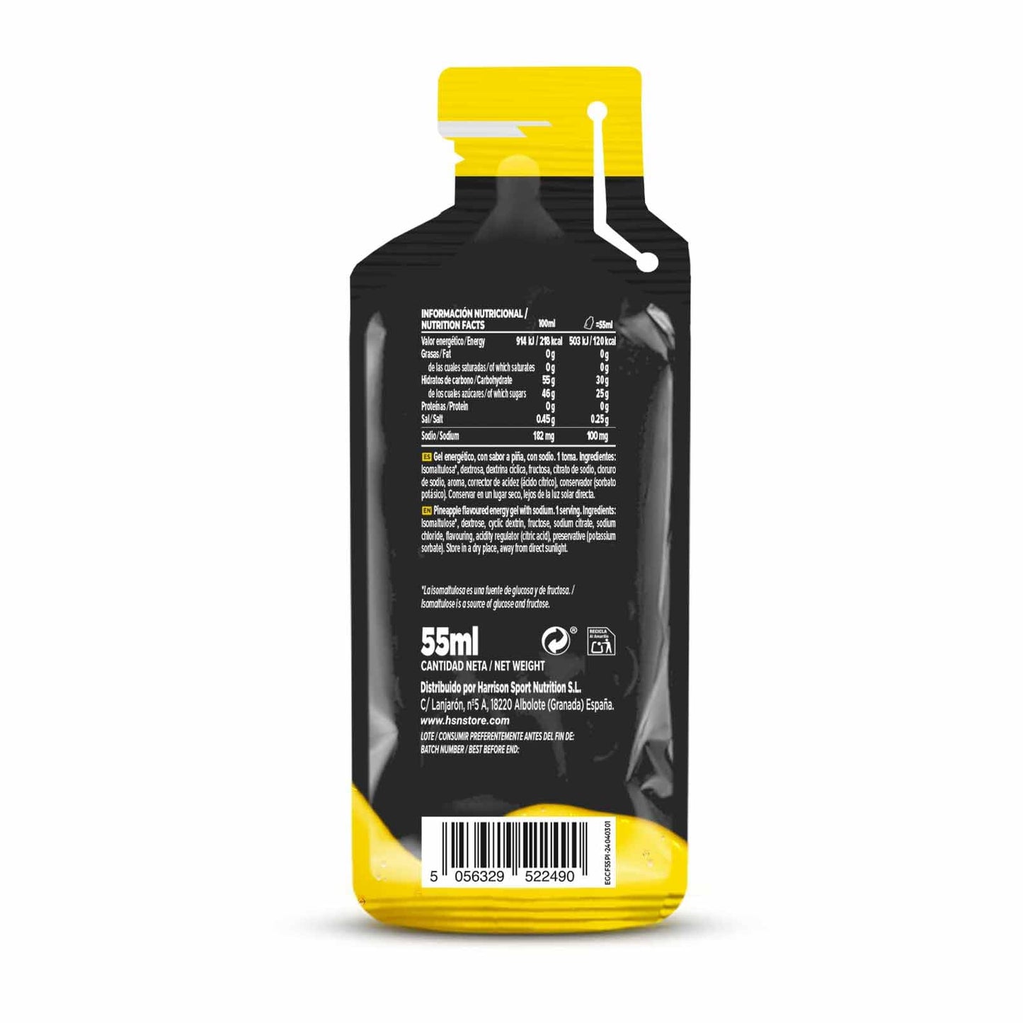 Gel Energético HSN Evonergy Cafeína Fresa - 12 Unidades 30g Carbohidratos