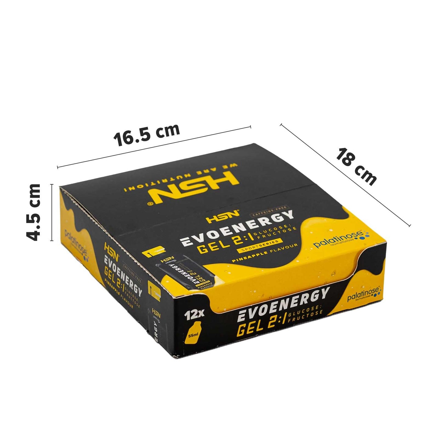 Gel Energético HSN Evonergy Cafeína Fresa - 12 Unidades 30g Carbohidratos