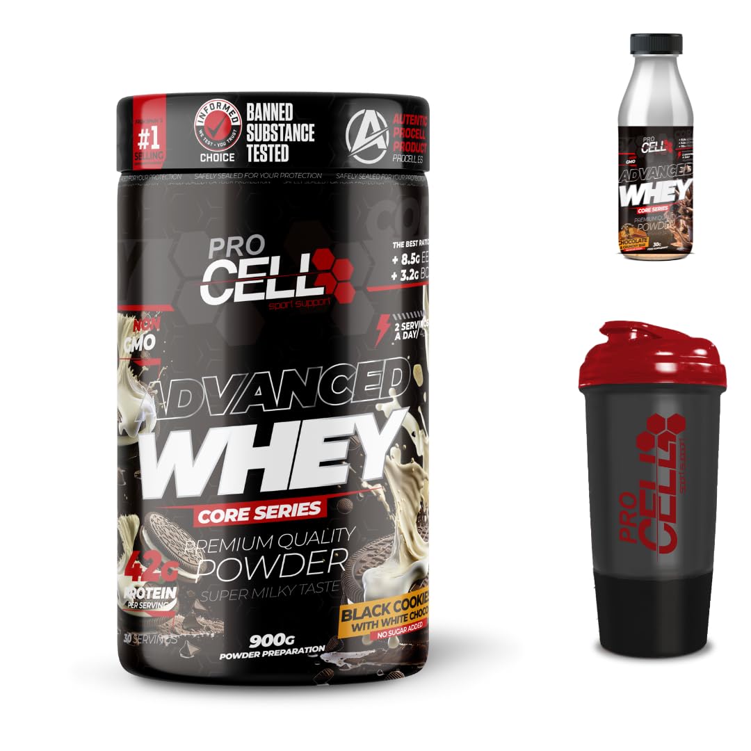 PACK Procell Proteinas Whey Advanced 2kG (White Choco & White Choco rings)+ Batido Monodosis + Shaker "REGALO" Proteina Whey concentrada Gana masa muscular proteina en polvo Batidos de Proteina