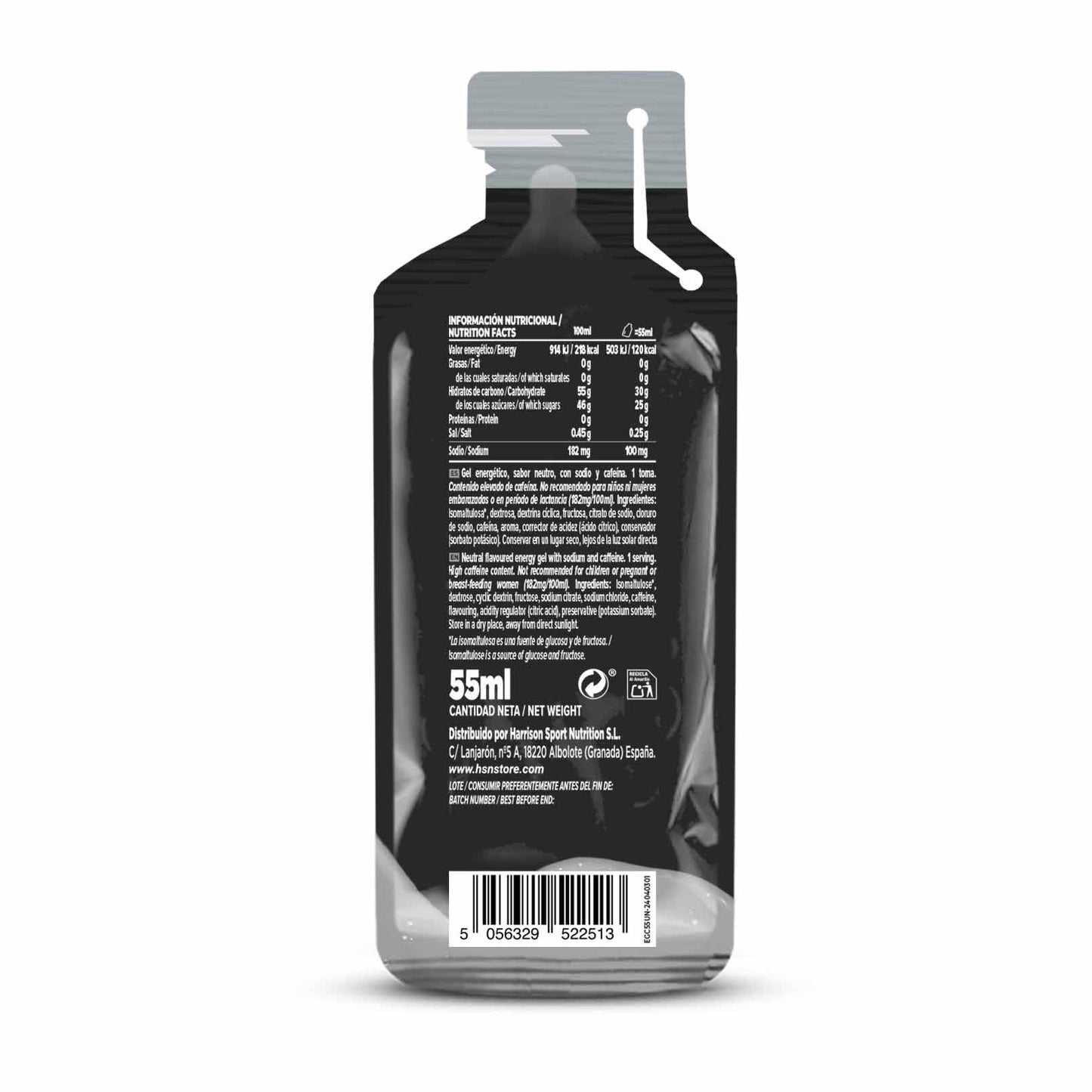 Gel Energético HSN Evonergy Cafeína Fresa - 12 Unidades 30g Carbohidratos