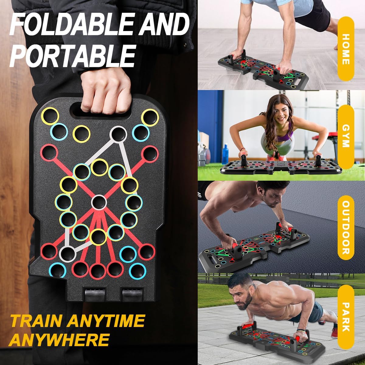 CRAZYROPE 41 in 1 Folding Push Up Board with Counter, Wide Push Up Board with Handle for Muscle Training and Strength Training (Accounting Model)