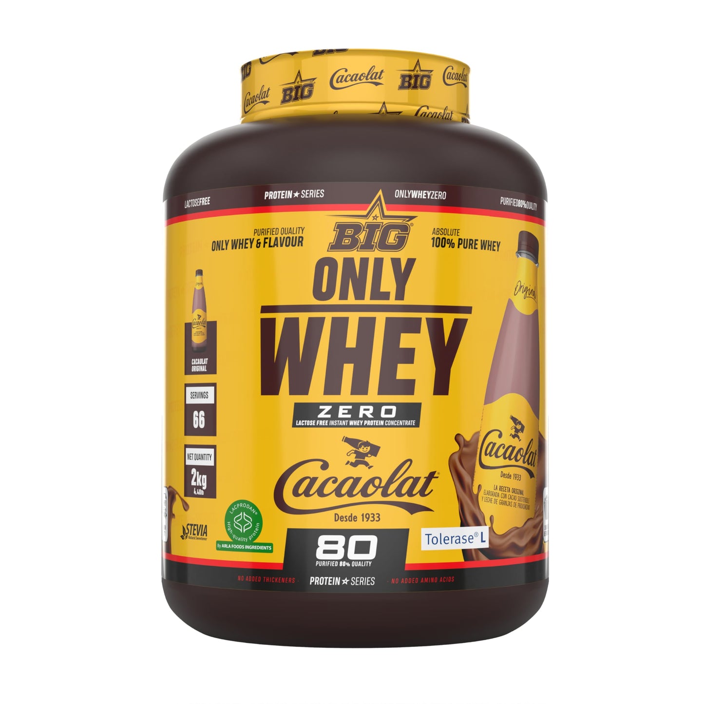 BIG - Whey Proteins - Protein Powder for Muscle Mass Development and Recovery - Premium Raw Material - Whey Protein Without Lactose, No Sugar, No Clumps (2 kg, Conguitos)