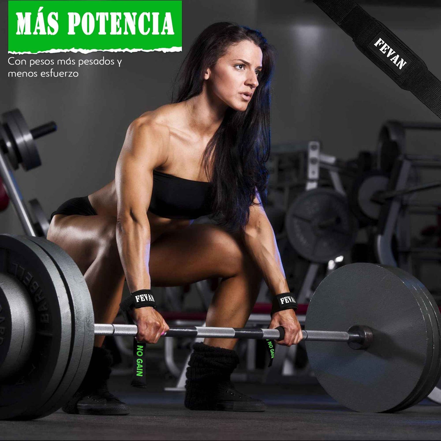 FEVAN Straps Gym - Levantamiento de Pesas - Correas Levantamiento de Pesas - Powerlifting - Agarre Gimnasio - Peso Muerto - Lifting Straps para Mujeres y Hombres