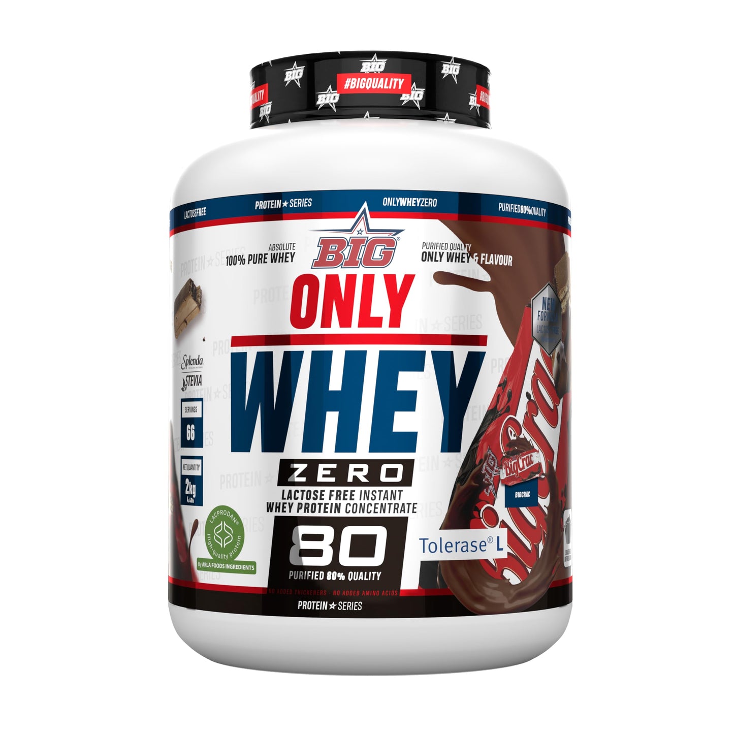 BIG - Whey Proteins - Protein Powder for Muscle Mass Development and Recovery - Premium Raw Material - Whey Protein Without Lactose, No Sugar, No Clumps (2 kg, Conguitos)