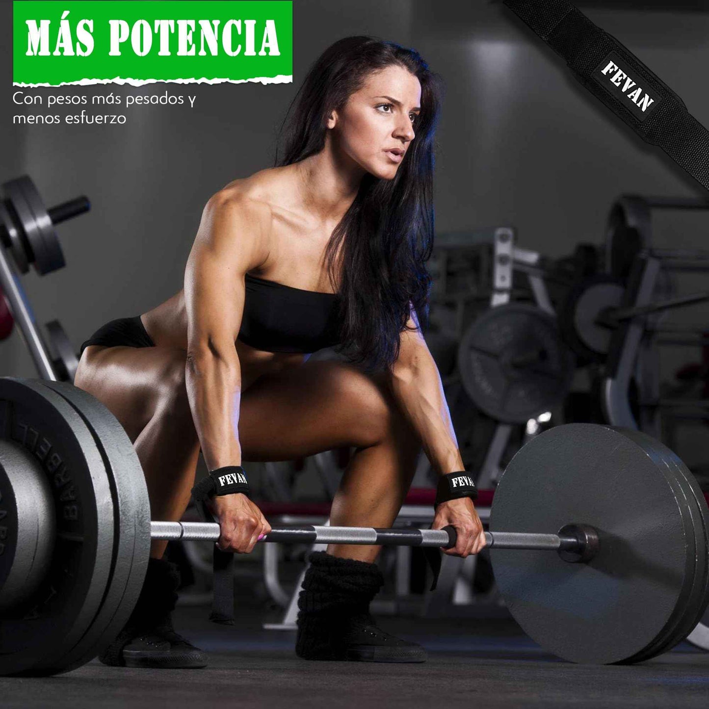 FEVAN Straps Gym - Levantamiento de Pesas - Correas Levantamiento de Pesas - Powerlifting - Agarre Gimnasio - Peso Muerto - Lifting Straps para Mujeres y Hombres