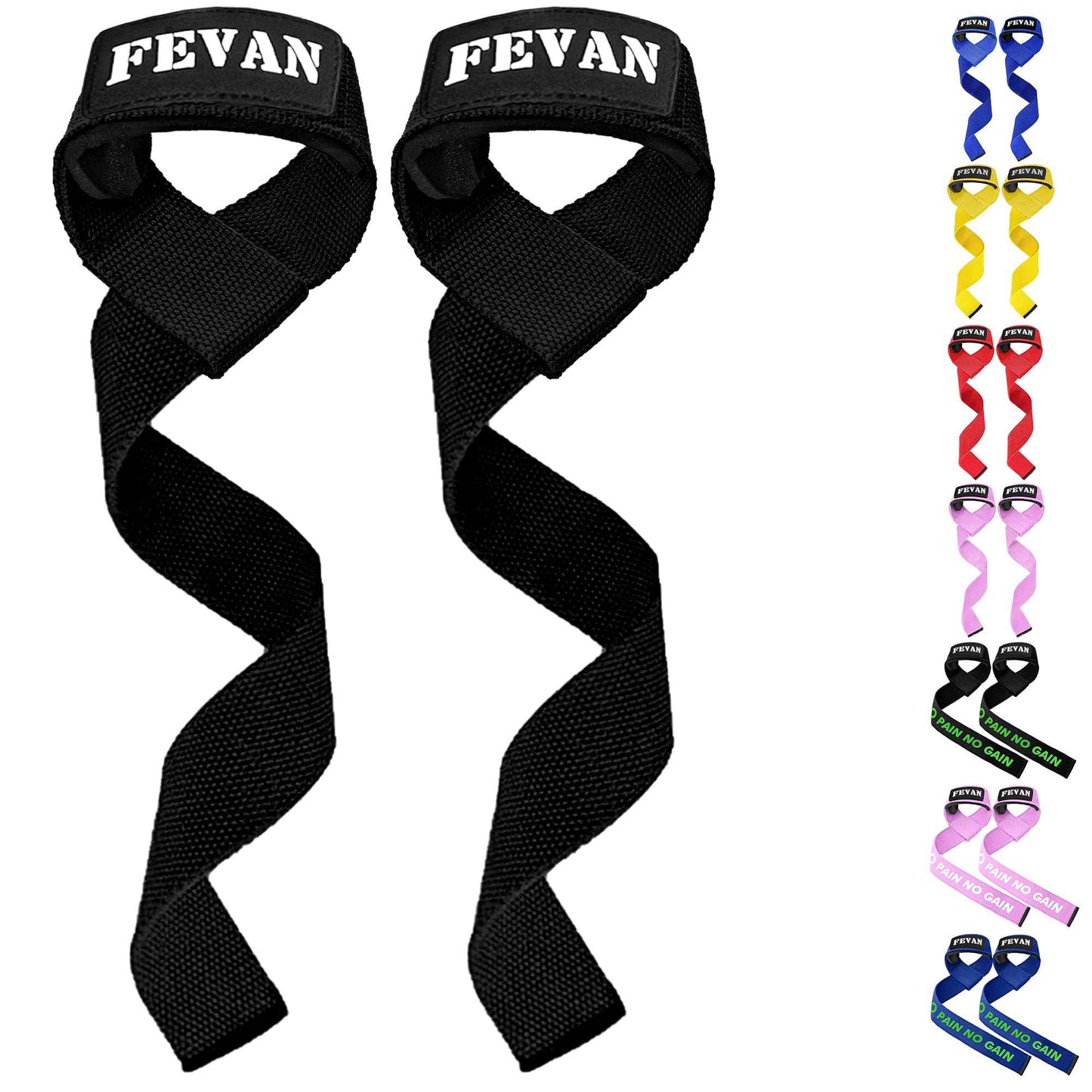 FEVAN Straps Gym - Levantamiento de Pesas - Correas Levantamiento de Pesas - Powerlifting - Agarre Gimnasio - Peso Muerto - Lifting Straps para Mujeres y Hombres