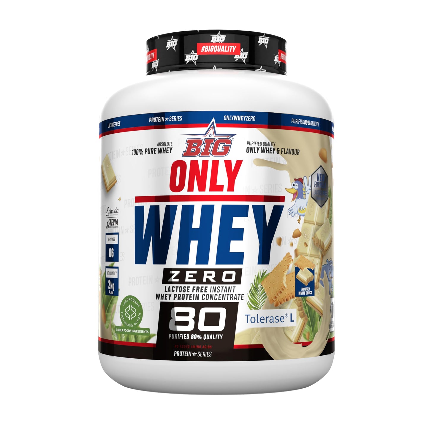BIG - Whey Proteins - Protein Powder for Muscle Mass Development and Recovery - Premium Raw Material - Whey Protein Without Lactose, No Sugar, No Clumps (2 kg, Conguitos)