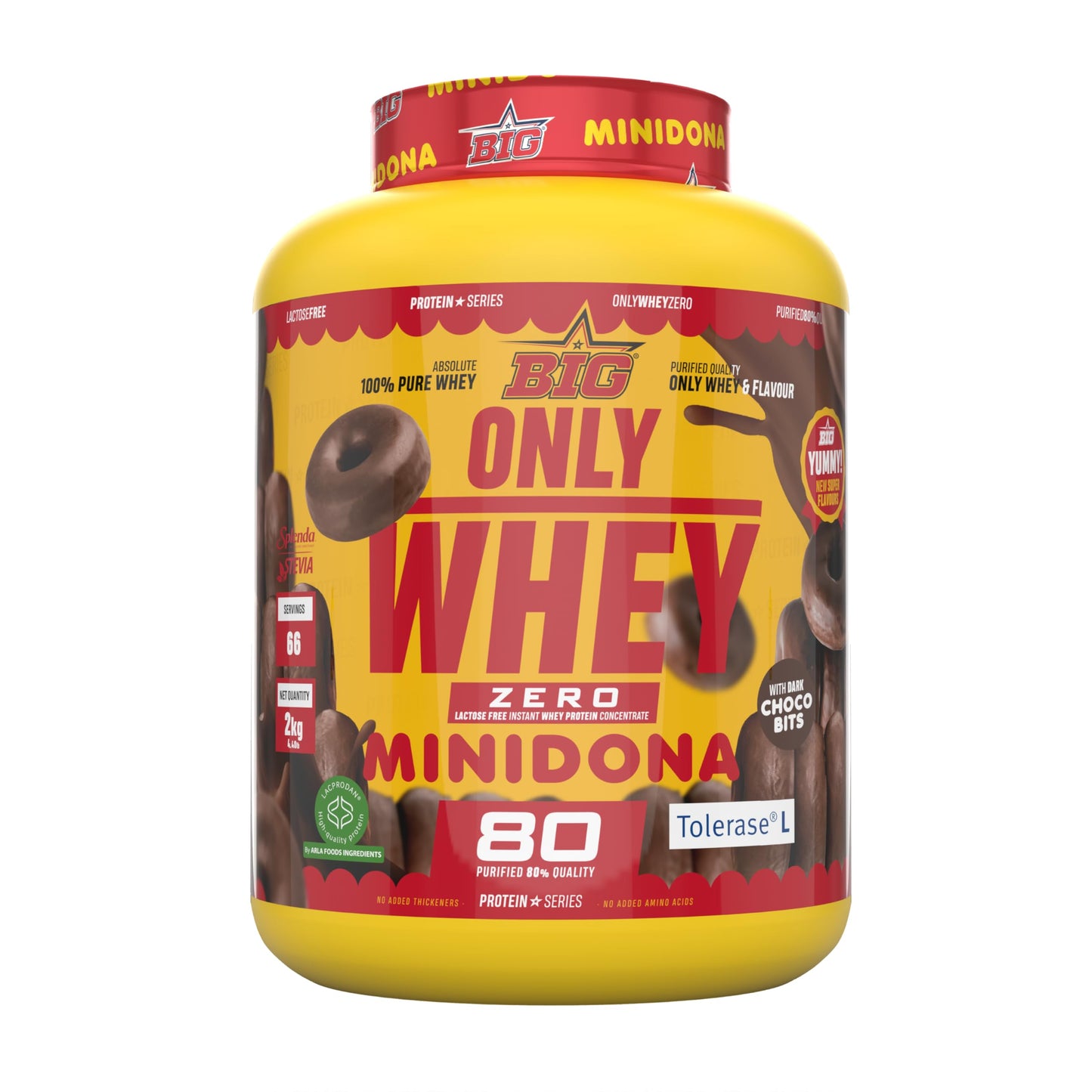 BIG - Whey Proteins - Protein Powder for Muscle Mass Development and Recovery - Premium Raw Material - Whey Protein Without Lactose, No Sugar, No Clumps (2 kg, Conguitos)