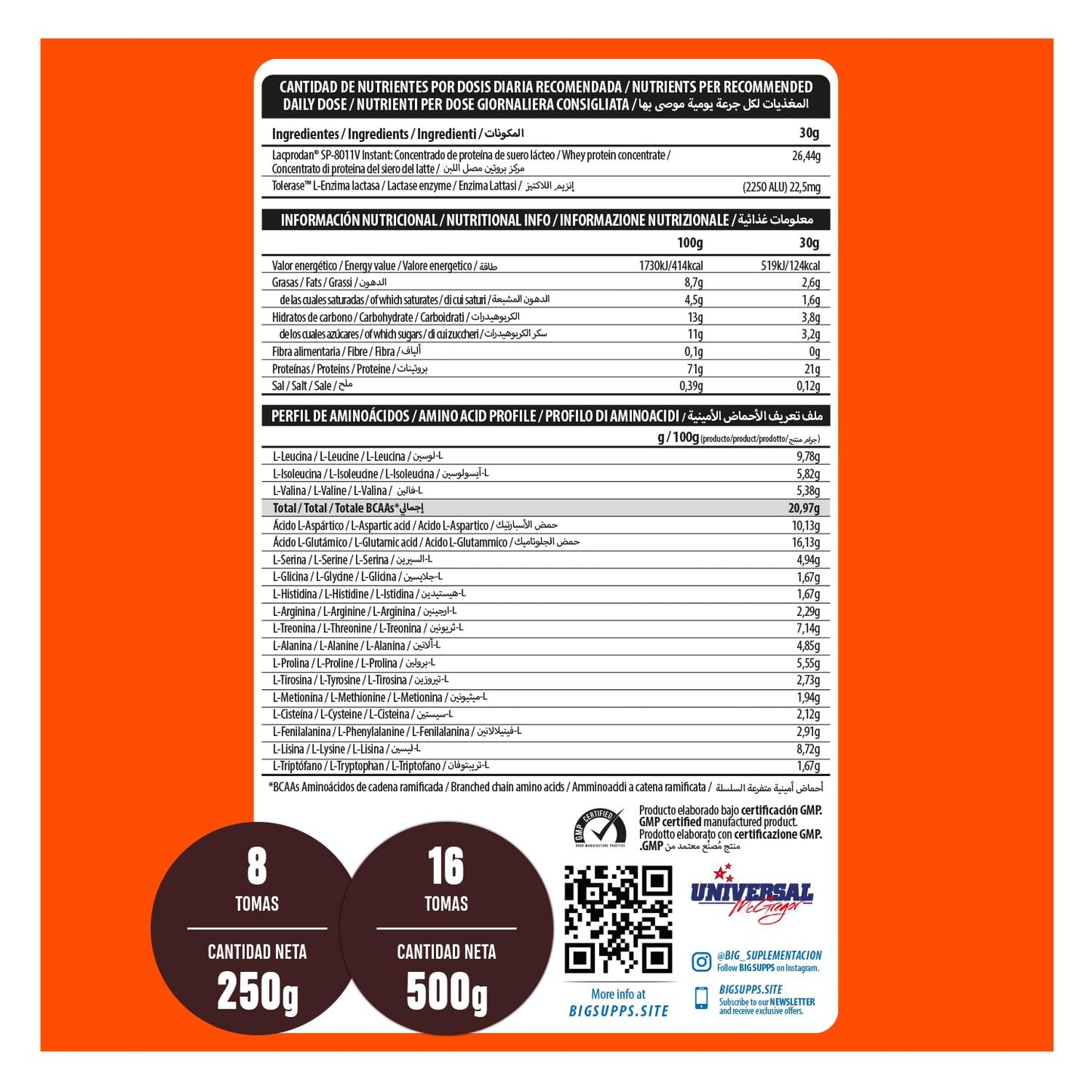 BIG - Whey Proteins - Protein Powder for Muscle Mass Development and Recovery - Premium Raw Material - Whey Protein Without Lactose, No Sugar, No Clumps (2 kg, Conguitos)