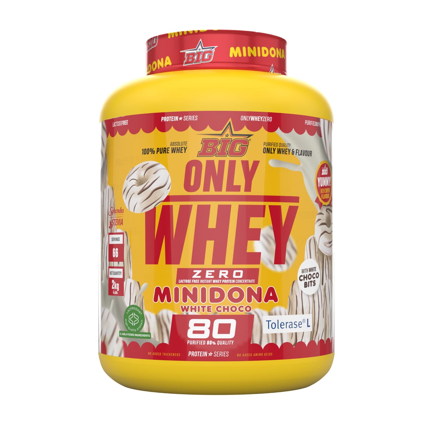 BIG - Whey Proteins - Protein Powder for Muscle Mass Development and Recovery - Premium Raw Material - Whey Protein Without Lactose, No Sugar, No Clumps (2 kg, Conguitos)