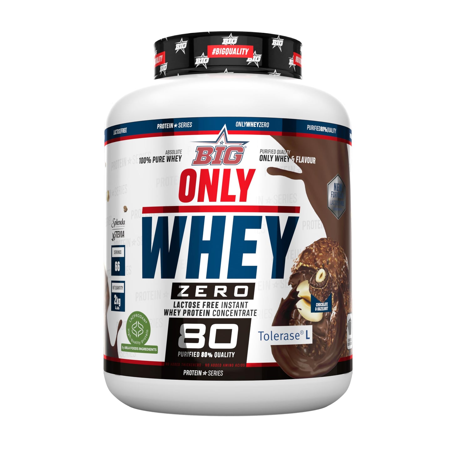BIG - Whey Proteins - Protein Powder for Muscle Mass Development and Recovery - Premium Raw Material - Whey Protein Without Lactose, No Sugar, No Clumps (2 kg, Conguitos)