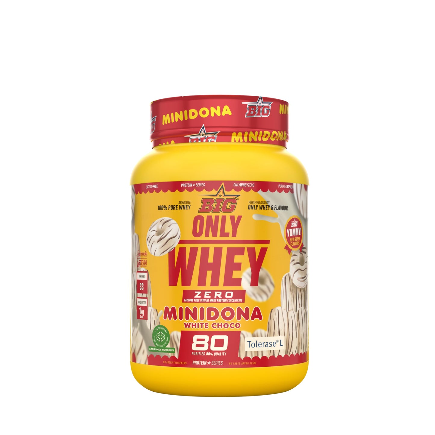 BIG - Whey Proteins - Protein Powder for Muscle Mass Development and Recovery - Premium Raw Material - Whey Protein Without Lactose, No Sugar, No Clumps (2 kg, Conguitos)