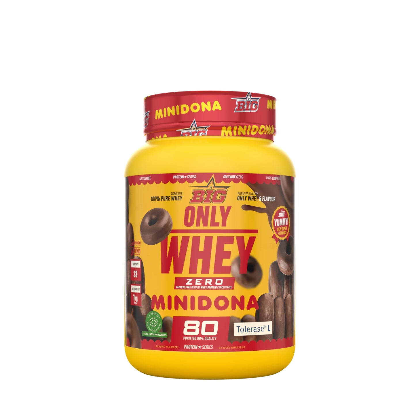 BIG - Whey Proteins - Protein Powder for Muscle Mass Development and Recovery - Premium Raw Material - Whey Protein Without Lactose, No Sugar, No Clumps (2 kg, Conguitos)