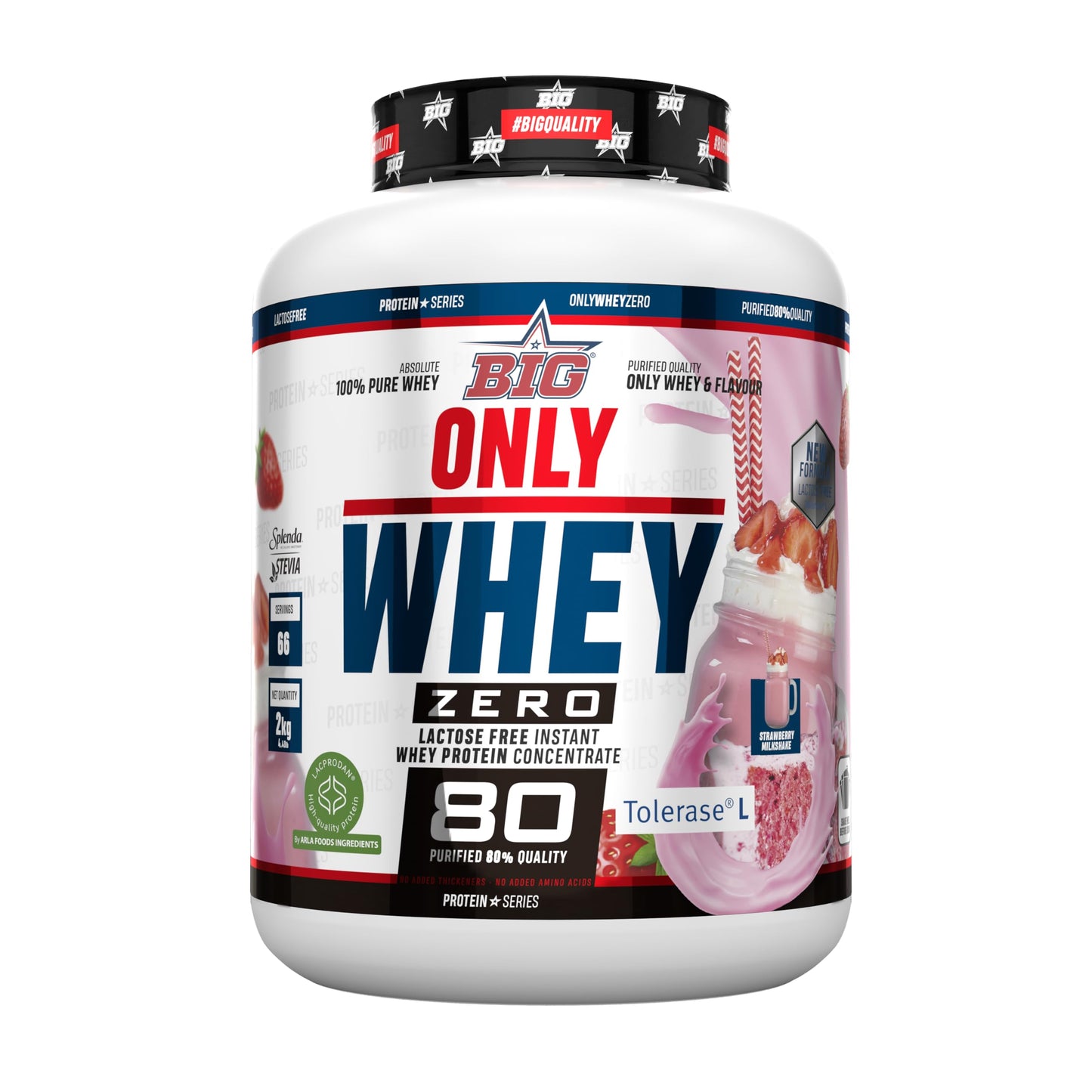 BIG - Whey Proteins - Protein Powder for Muscle Mass Development and Recovery - Premium Raw Material - Whey Protein Without Lactose, No Sugar, No Clumps (2 kg, Conguitos)