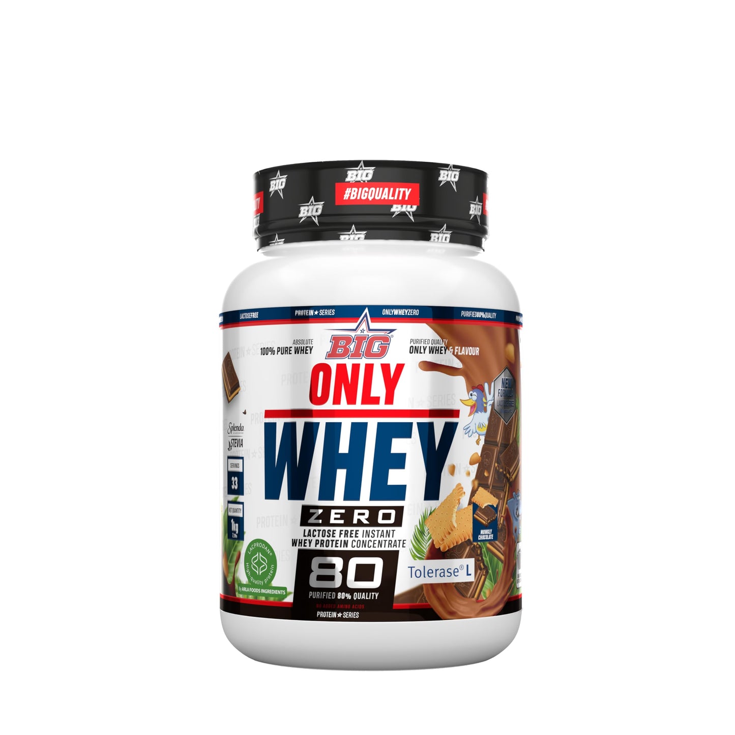 BIG - Whey Proteins - Protein Powder for Muscle Mass Development and Recovery - Premium Raw Material - Whey Protein Without Lactose, No Sugar, No Clumps (2 kg, Conguitos)