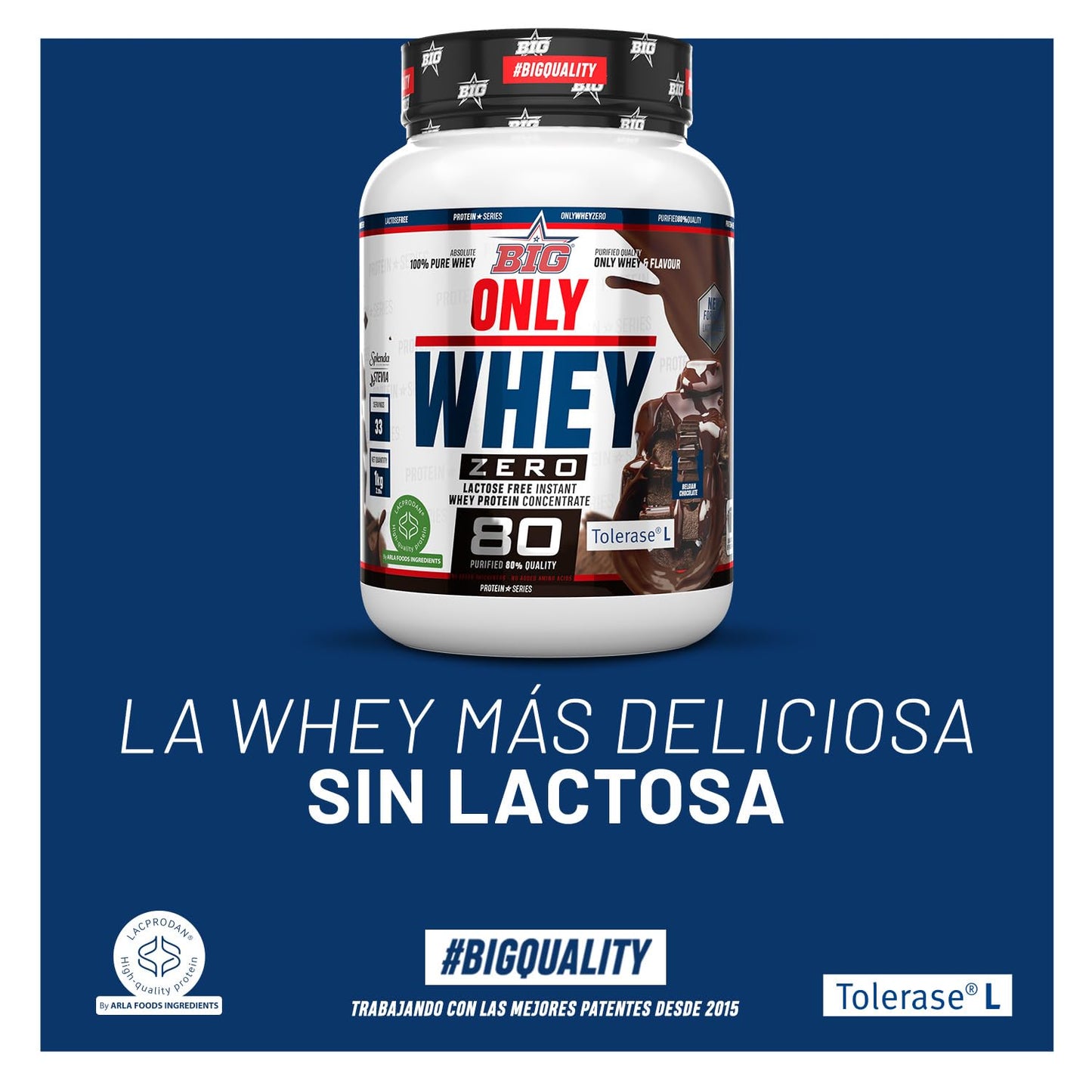 BIG - Whey Proteins - Protein Powder for Muscle Mass Development and Recovery - Premium Raw Material - Whey Protein Without Lactose, No Sugar, No Clumps (2 kg, Conguitos)