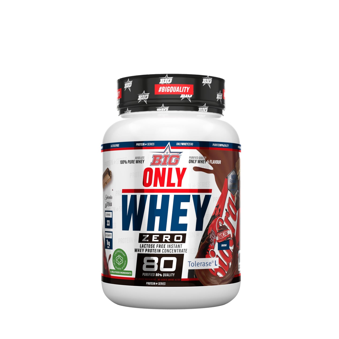 BIG - Whey Proteins - Protein Powder for Muscle Mass Development and Recovery - Premium Raw Material - Whey Protein Without Lactose, No Sugar, No Clumps (2 kg, Conguitos)