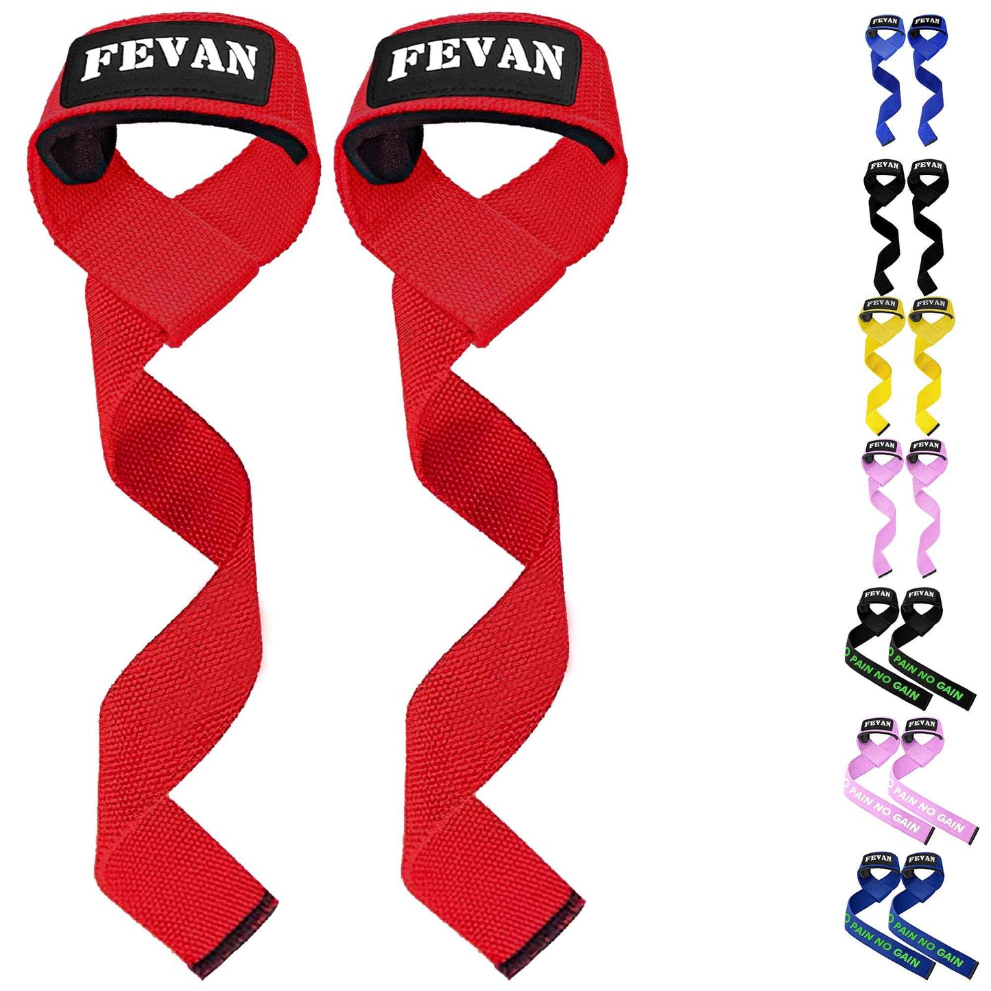 FEVAN Straps Gym - Levantamiento de Pesas - Correas Levantamiento de Pesas - Powerlifting - Agarre Gimnasio - Peso Muerto - Lifting Straps para Mujeres y Hombres