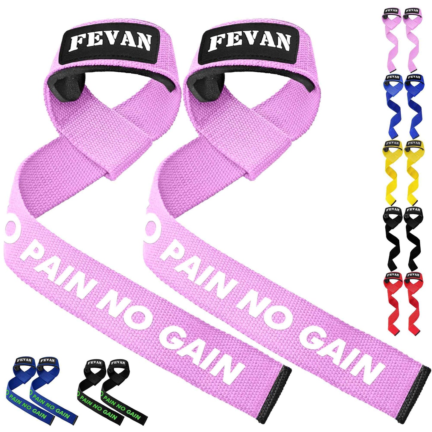 FEVAN Straps Gym - Levantamiento de Pesas - Correas Levantamiento de Pesas - Powerlifting - Agarre Gimnasio - Peso Muerto - Lifting Straps para Mujeres y Hombres
