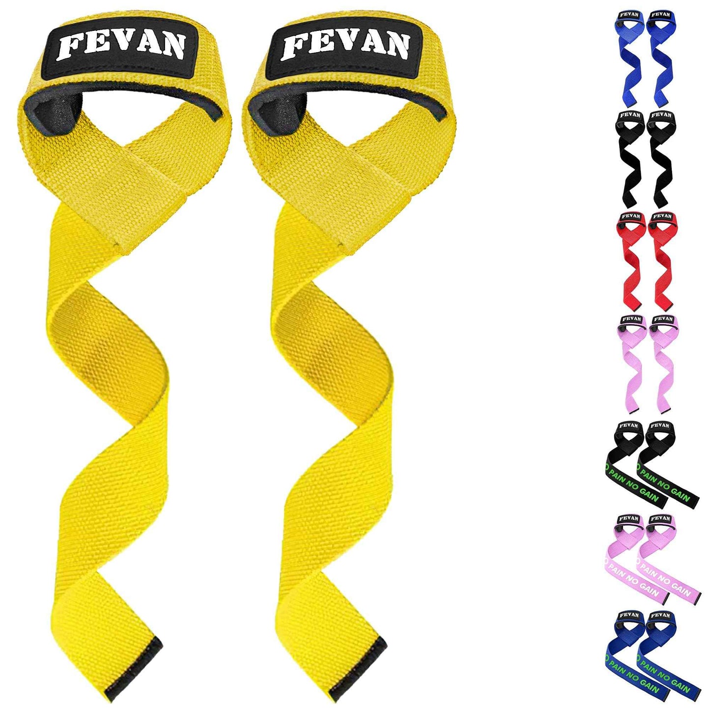FEVAN Straps Gym - Levantamiento de Pesas - Correas Levantamiento de Pesas - Powerlifting - Agarre Gimnasio - Peso Muerto - Lifting Straps para Mujeres y Hombres