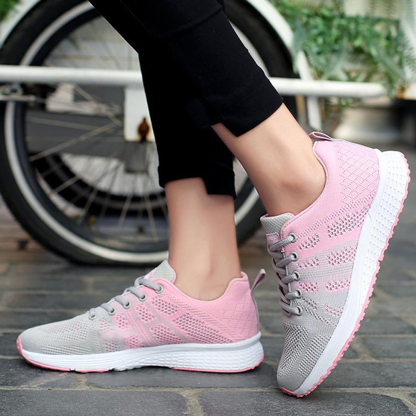 Zapatillas Deportivas Mujer - Malla Transpirable Rosa Acolchadas