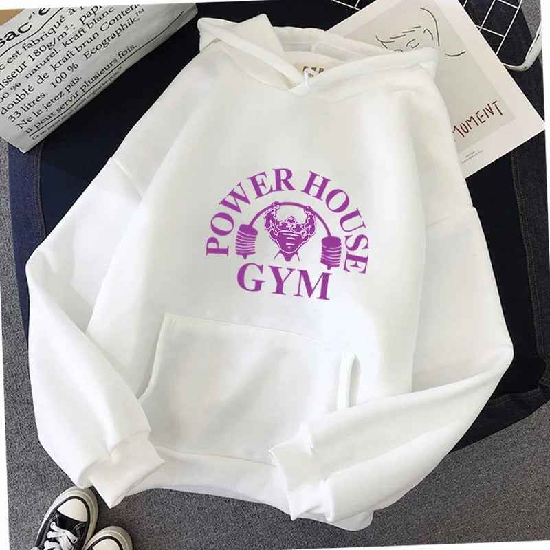 Spring New Cartoon Gym Pattern Printed Hooded Sweatshirt Unisex Long Sleeve Casual Jacket Trendy