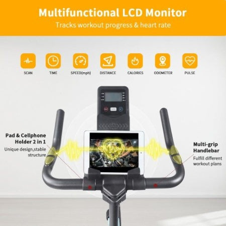 Bicicleta Estática Spinning Casa - Monitor LCD Asiento Cómodo 330lbs