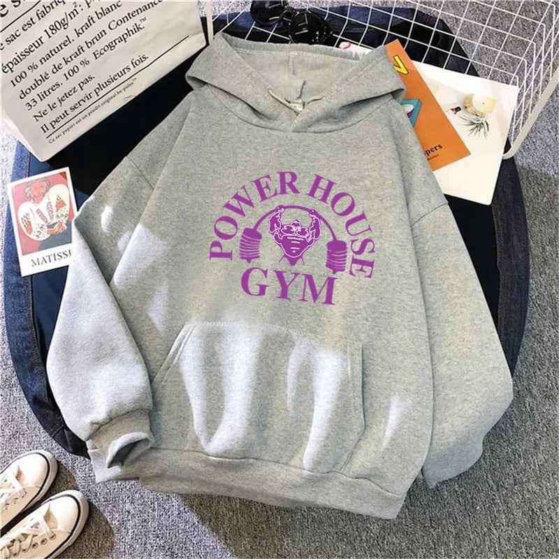 Spring New Cartoon Gym Pattern Printed Hooded Sweatshirt Unisex Long Sleeve Casual Jacket Trendy