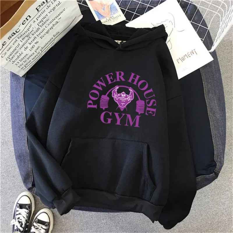 Spring New Cartoon Gym Pattern Printed Hooded Sweatshirt Unisex Long Sleeve Casual Jacket Trendy