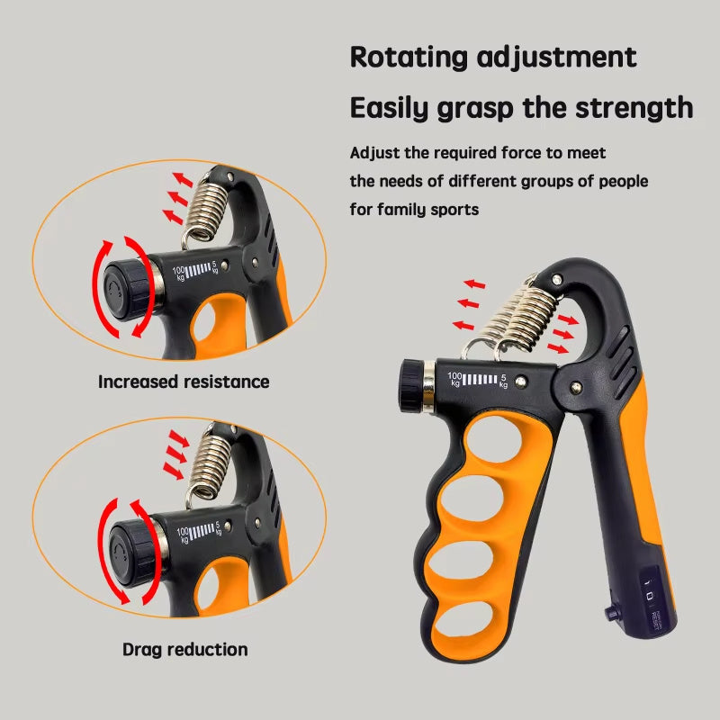 Fortalecedor Agarre Mano 5-100kg - Contador Automático Ajustable Gimnasio