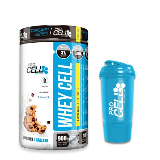 PROCELL | PACK WHEYCELL 900 GR + SHAKER | Proteína Whey Pura | 100% Concentrado de Suero de Leche Premium | Aumentar Masa Muscular | Sin Gluten (900 gr, Vainilla)