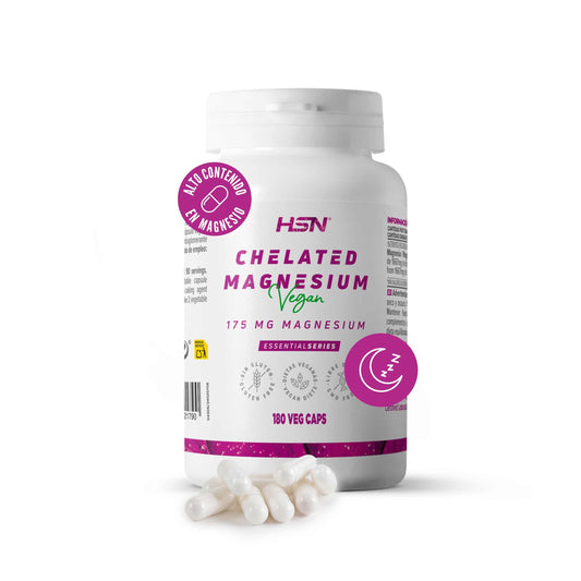 HSN Bisglicinato de Magnesio | 240 Cápsulas Veganas | 350mg Magnesio por Dosis Diaria 100% Glicinato de Alta Biodisponibilidad y Absorción | No-GMO, Vegano, Sin Gluten