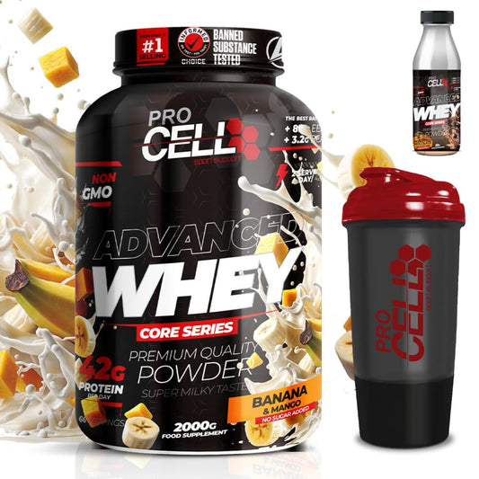 PACK Procell Proteinas Whey Advanced 2kG (White Choco & White Choco rings)+ Batido Monodosis + Shaker "REGALO" Proteina Whey concentrada Gana masa muscular proteina en polvo Batidos de Proteina