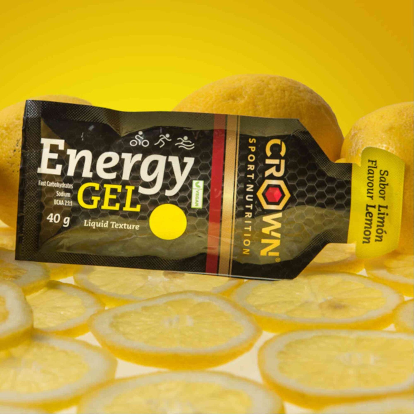 Crown Sport Nutrition Energy Gel | Carbs + BCAA, Arginine, Taurine & Electrolytes | Liquid Texture, Caffeinated & Free | Vegan | Allergen Free