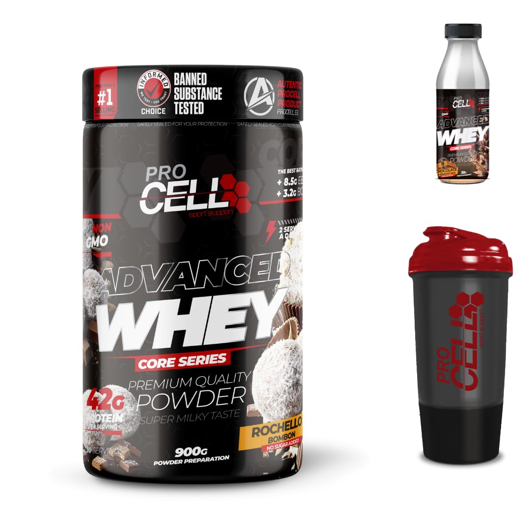 PACK Procell Proteinas Whey Advanced 2kG (White Choco & White Choco rings)+ Batido Monodosis + Shaker "REGALO" Proteina Whey concentrada Gana masa muscular proteina en polvo Batidos de Proteina