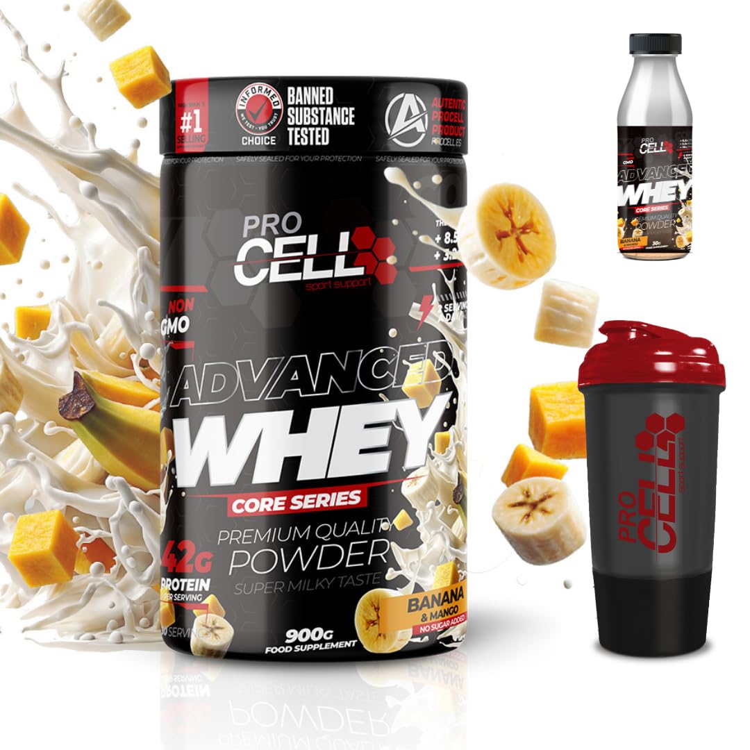 PACK Procell Proteinas Whey Advanced 2kG (White Choco & White Choco rings)+ Batido Monodosis + Shaker "REGALO" Proteina Whey concentrada Gana masa muscular proteina en polvo Batidos de Proteina