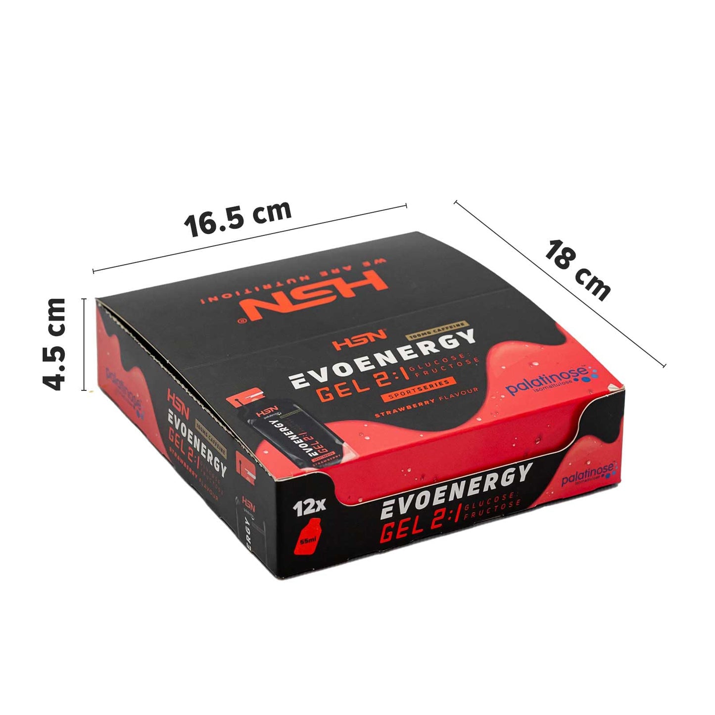 Gel Energético HSN Evonergy Cafeína Fresa - 12 Unidades 30g Carbohidratos